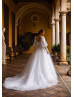 Ivory Embroidered Lace Tulle Wedding Dress With Detachable Sleeves